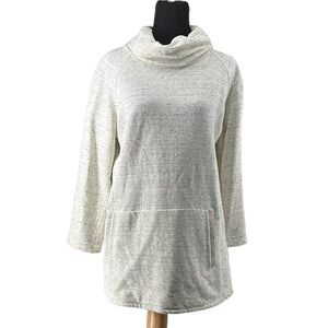 Eileen Fisher lounge wear 3/4 Sleeve funnel neck Sweatshirt kangaroo Pocket xs